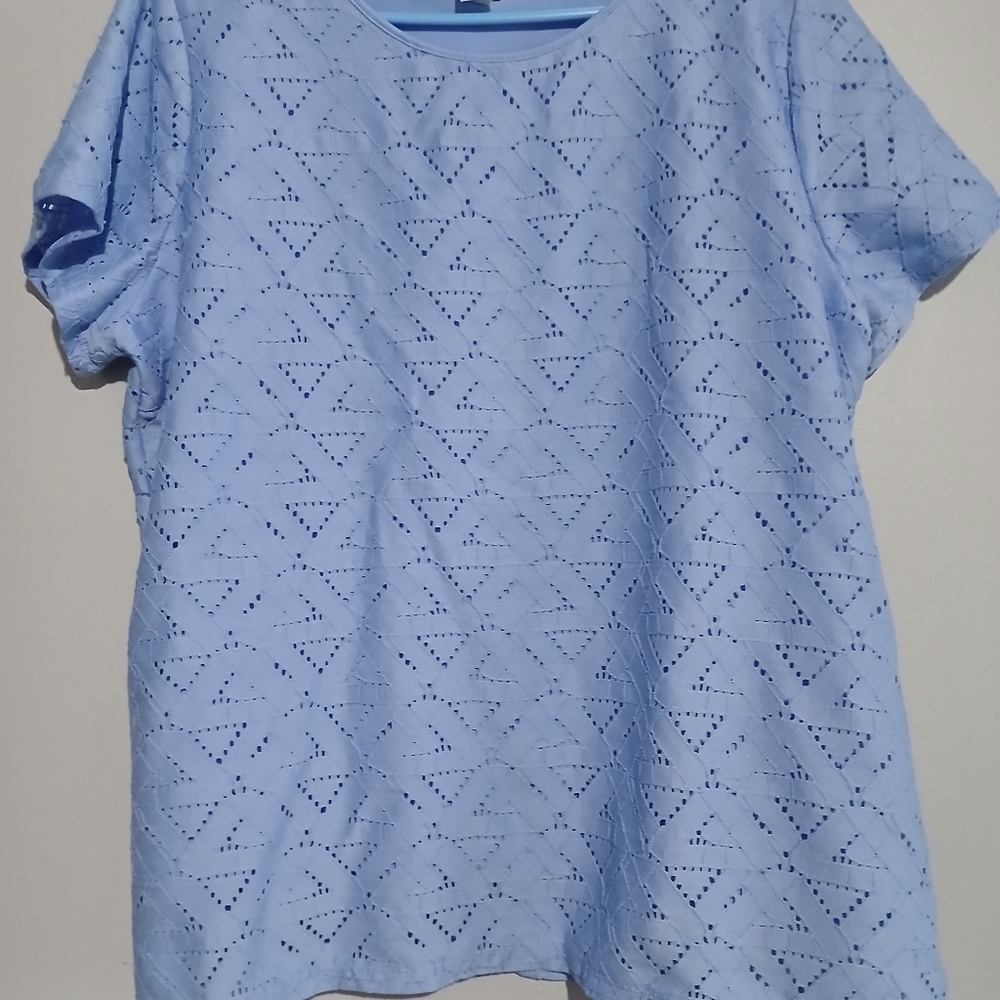 Liz Claiborne Light Blue Beautiful Short Sleeve Lined Top. Size XL - Picture 7 of 11